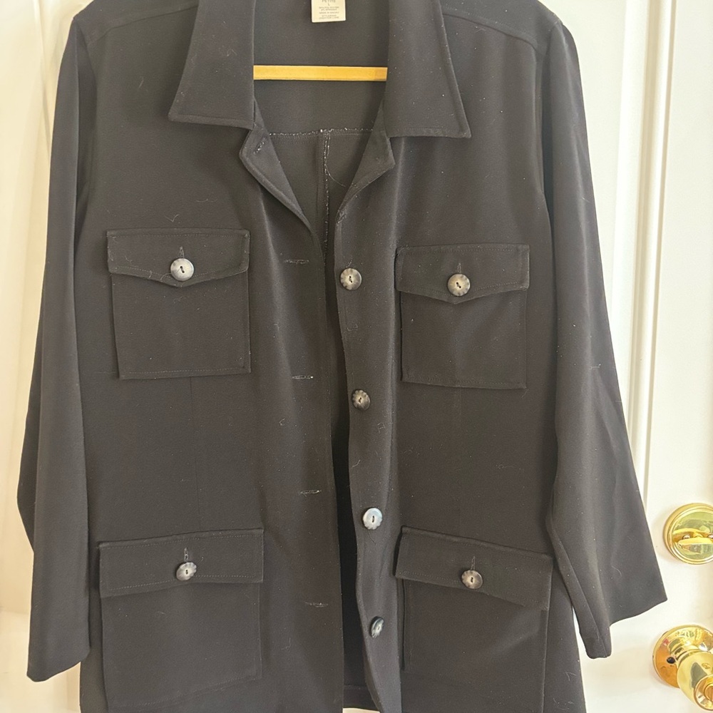 TravelSmith women’s VINTAGE Dark Charcoal Utility blazer size L 80s